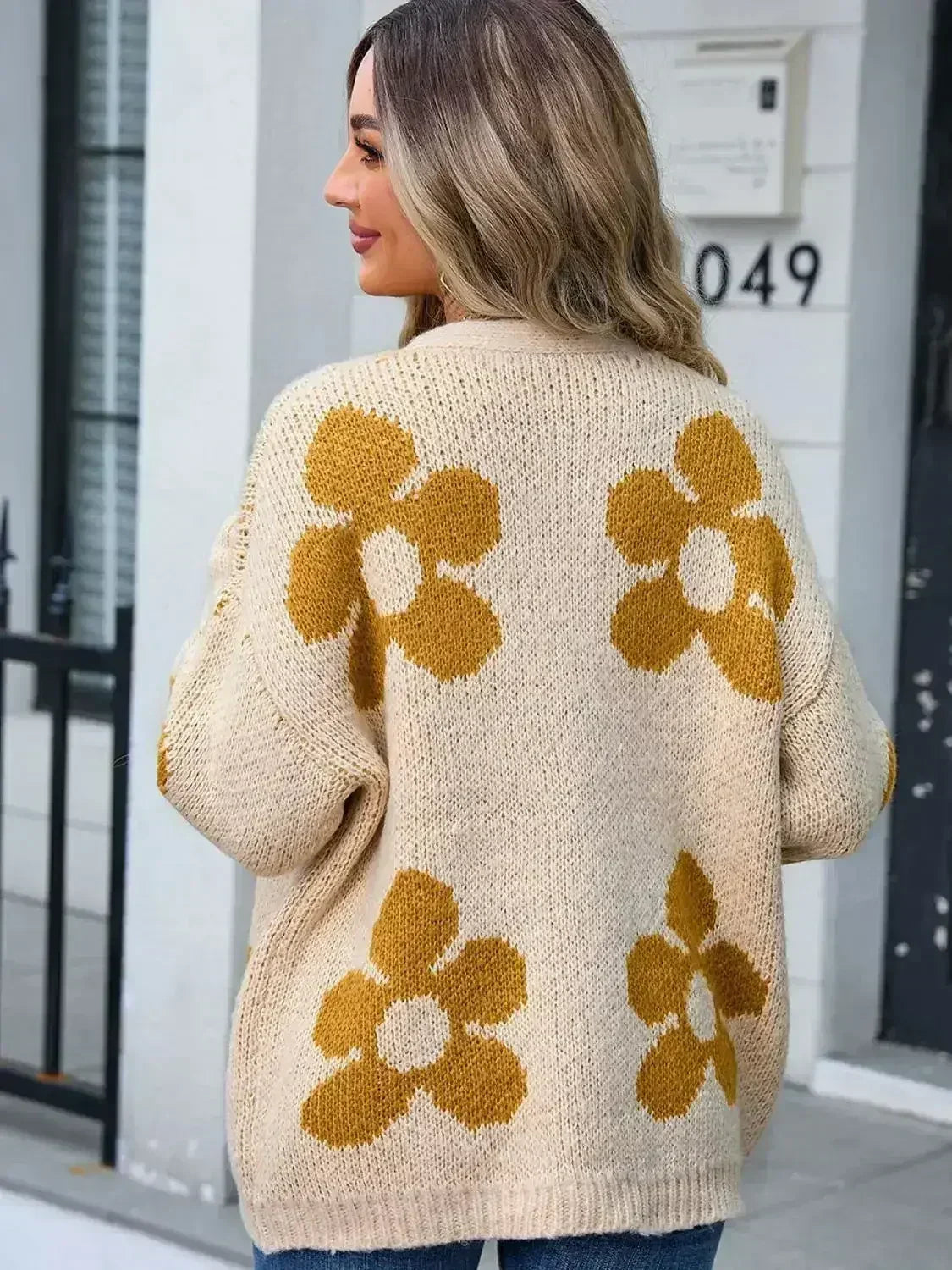 Angel Wings Flower Open Front Long Sleeve Cardigan - Trendy & Comfortable