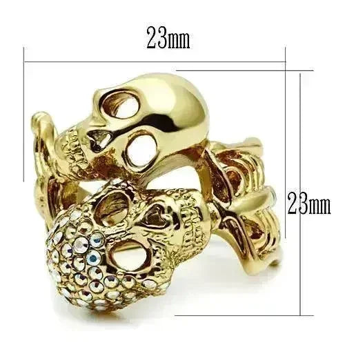 3W007 - Gold White Metal Ring with Top Grade Crystal  in Aurora