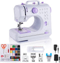 Rxmeili Máquina de coser portátil mini, máquina de coser eléctrica para principiantes, 12 puntadas integradas, 2 velocidades con pedal, luz, cajón de almacenamiento.