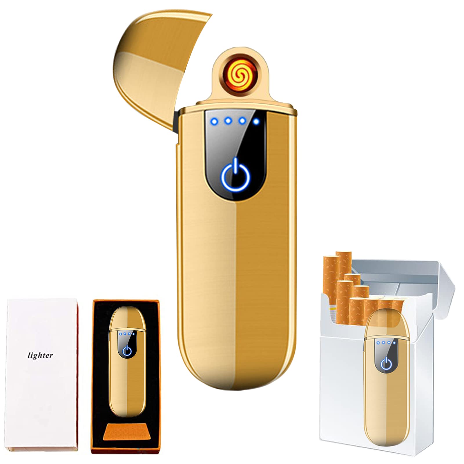 Dragon Smart Encendedor electrónico – Mini USB recargable, resistente al viento, sin llama, encendedor de plasma de encendido táctil con indicador de encendido