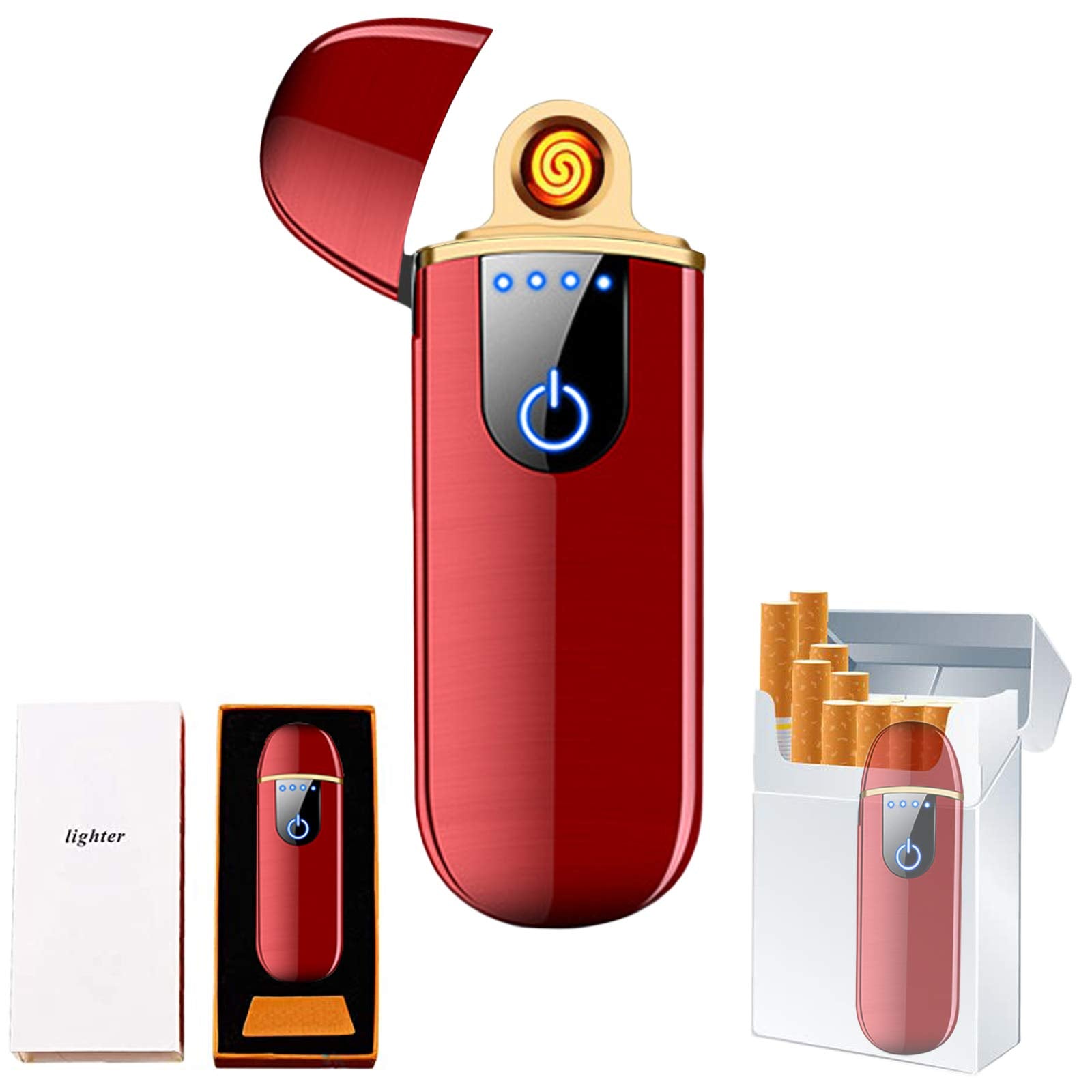 Dragon Smart Encendedor electrónico – Mini USB recargable, resistente al viento, sin llama, encendedor de plasma de encendido táctil con indicador de encendido