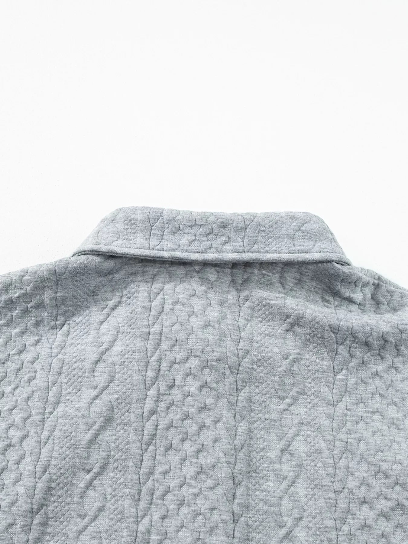 Cable Texture Puff Sleeve Loose Shacket