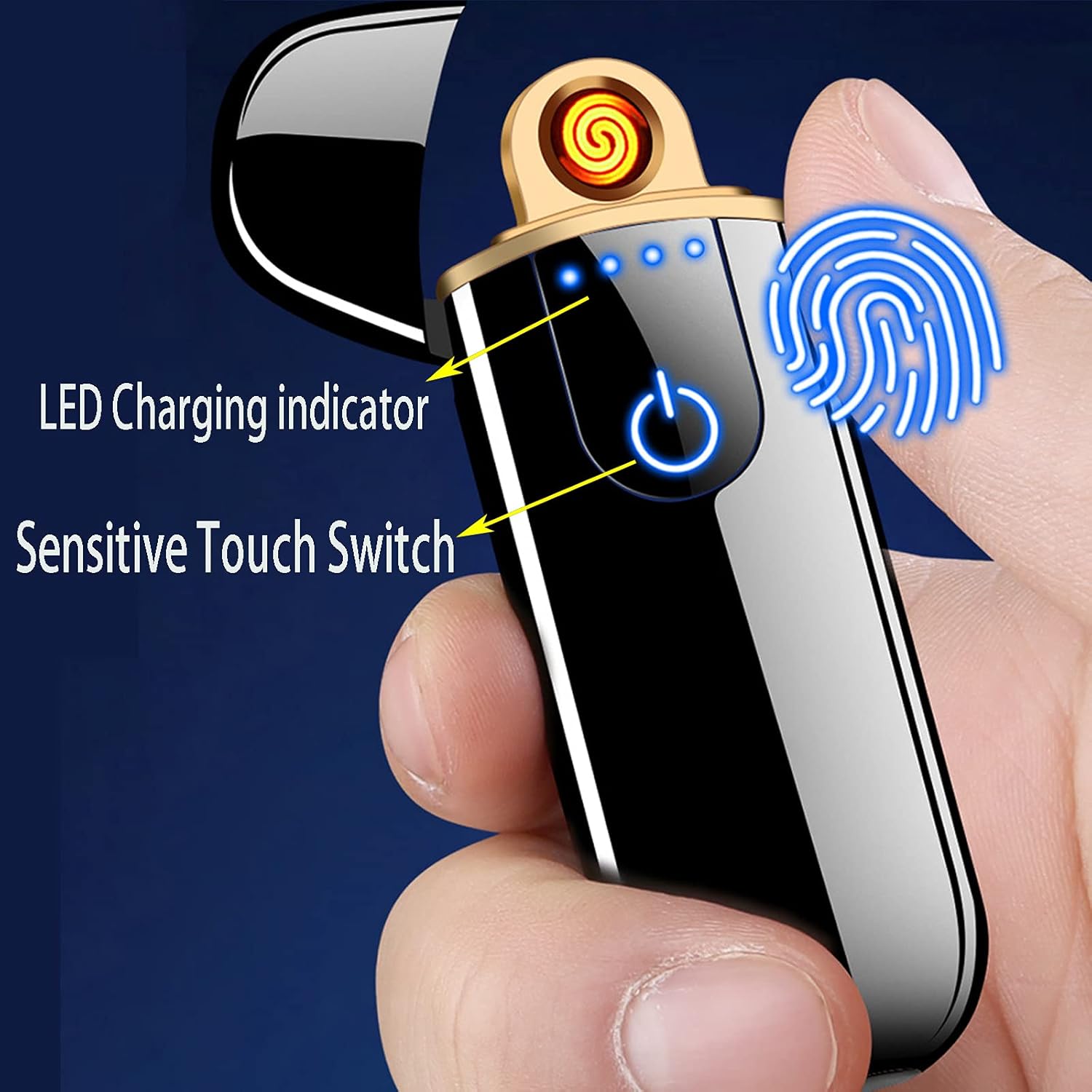 Dragon Smart Encendedor electrónico – Mini USB recargable, resistente al viento, sin llama, encendedor de plasma de encendido táctil con indicador de encendido