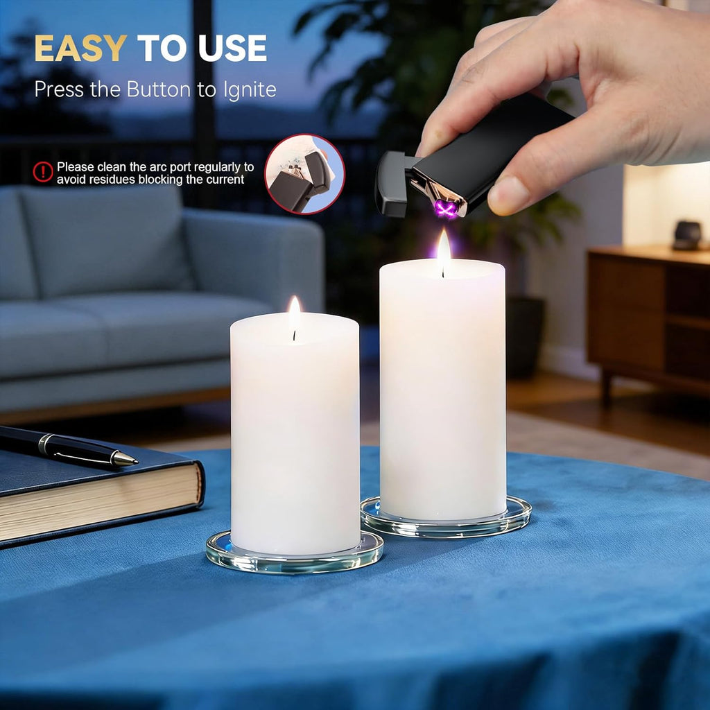 Coquimbo Regalos para el Día del Padre, para hombres, él, esposo, de hija, hijo, esposa, encendedor eléctrico recargable por USB, resistente al viento, sin llama, encendedores de plasma de doble arco para velas de incienso y campamento (negro)