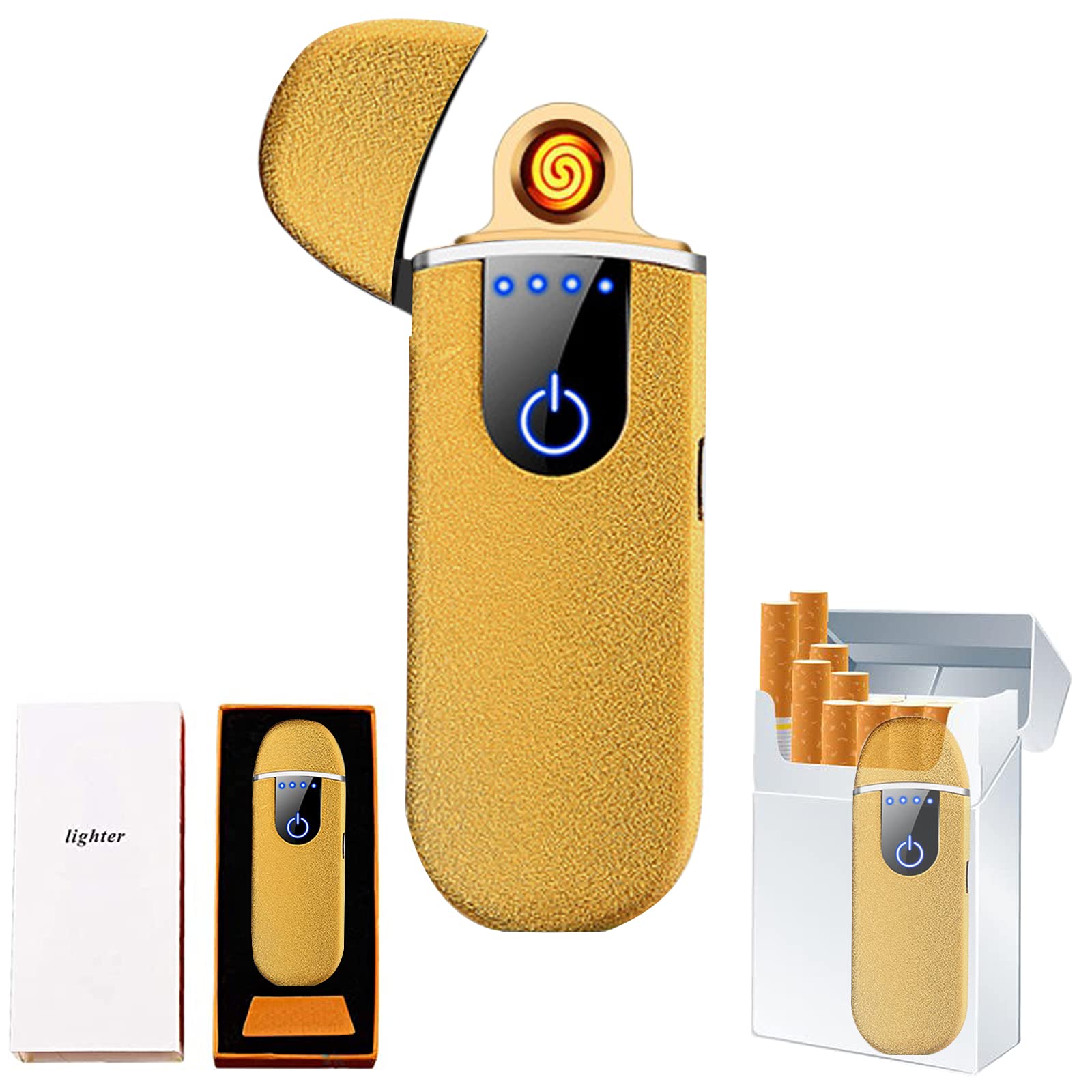 Dragon Smart Encendedor electrónico – Mini USB recargable, resistente al viento, sin llama, encendedor de plasma de encendido táctil con indicador de encendido