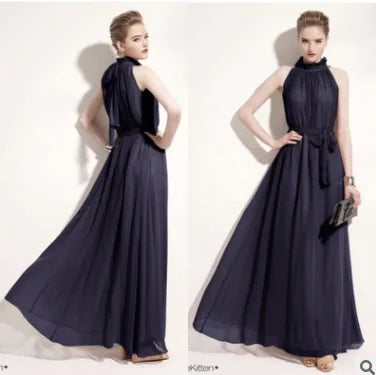 Bohemian Halter Neck Maxi Chiffon Beach Dress