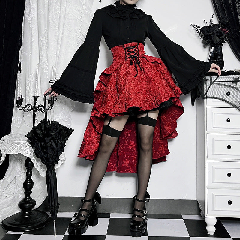 Alt Goth Fairy core Grunge Lolita Skirt Women Dark Gothic