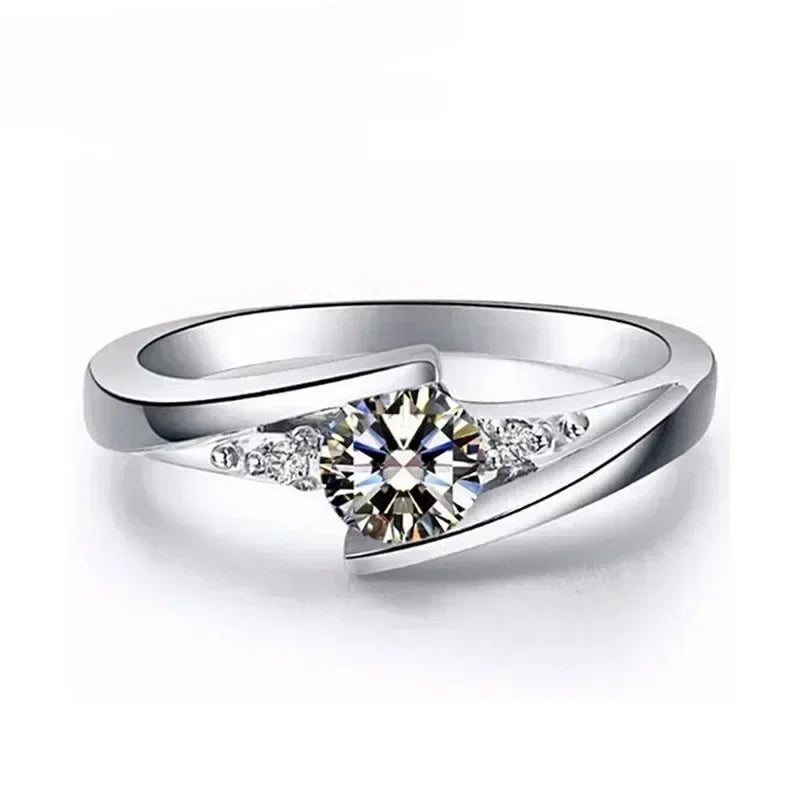 2024 Cute Female Small Round Zircon Stone Ring Vintage Silver Color Wedding Jewelry Promise Crystal Engagement Rings For Women
