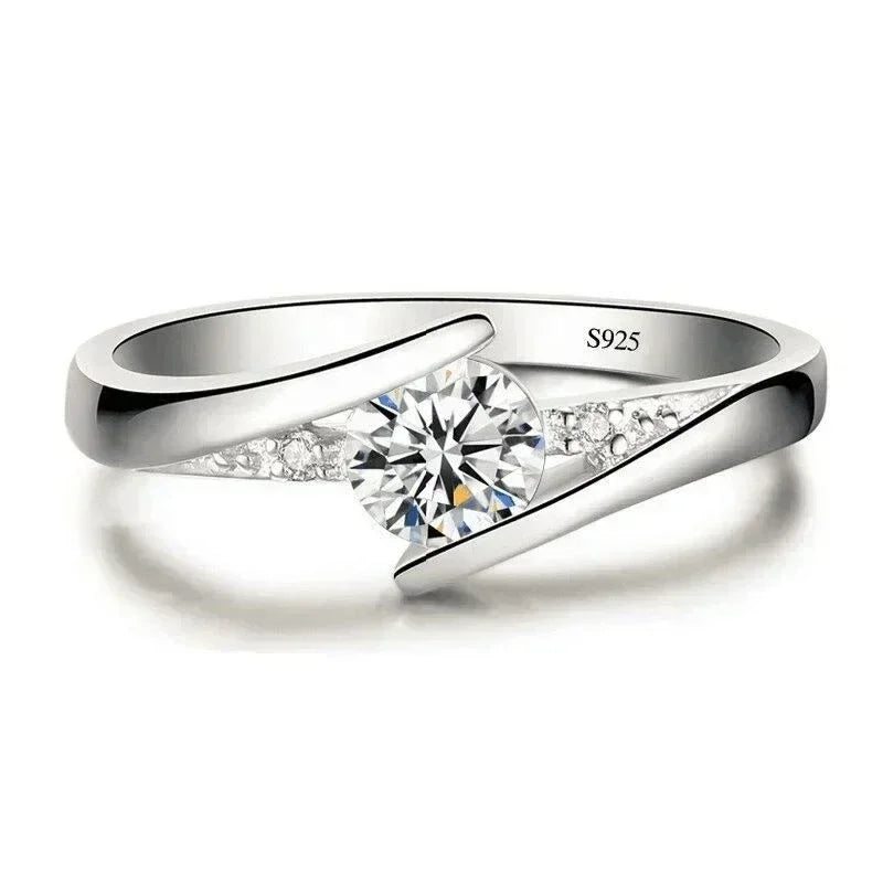 2024 Cute Female Small Round Zircon Stone Ring Vintage Silver Color Wedding Jewelry Promise Crystal Engagement Rings For Women