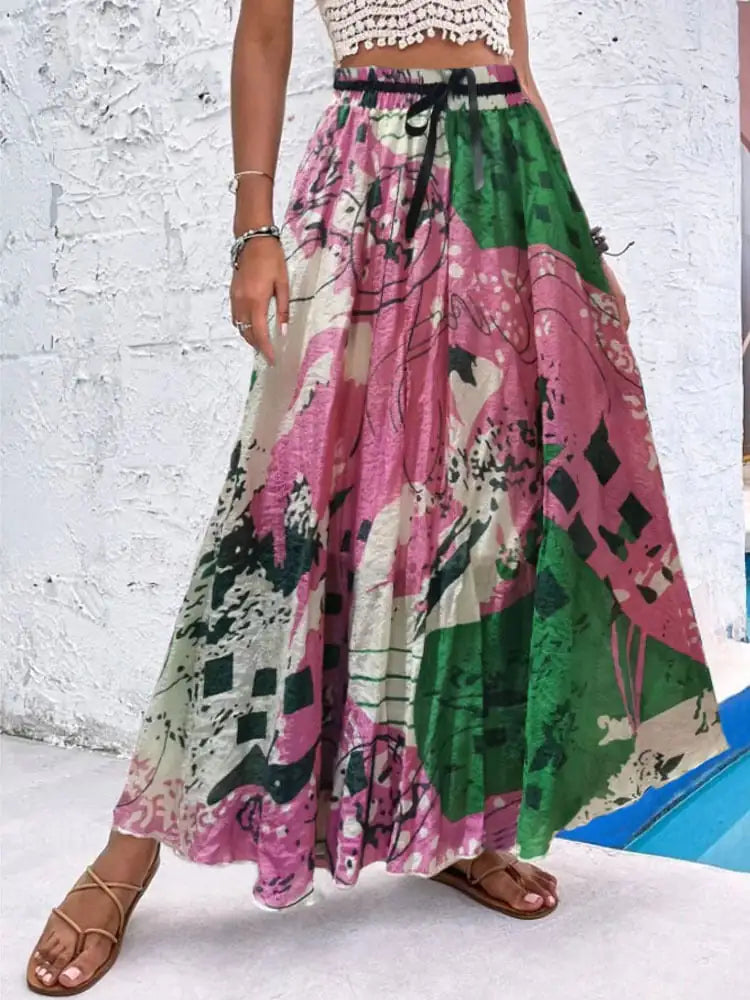 Bohemian Print A-Line Beach Dress for Women