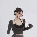 Aesthetic Halter Two-Piece Set - Harajuku Long Sleeve Tee