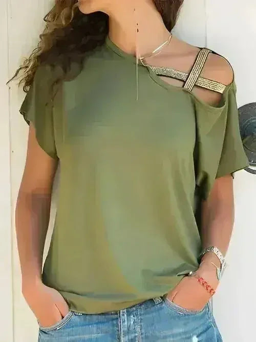 Asymmetrical Neck T-Shirt – Modern Basic with Edge