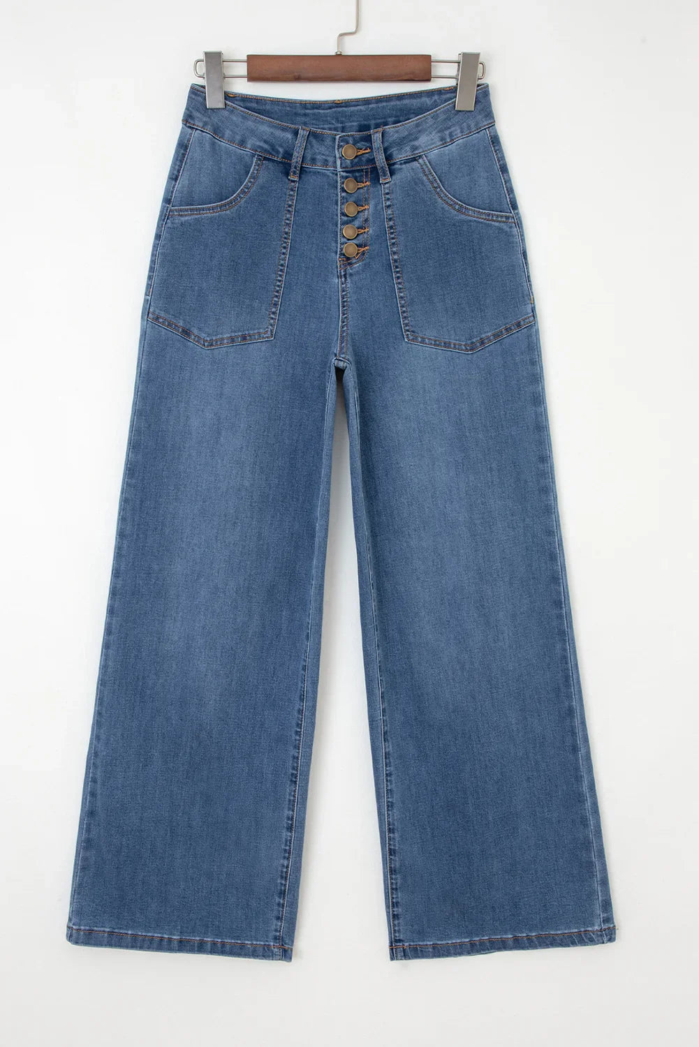 Ashleigh Blue Multi-Button High Waist Wide Leg Jeans