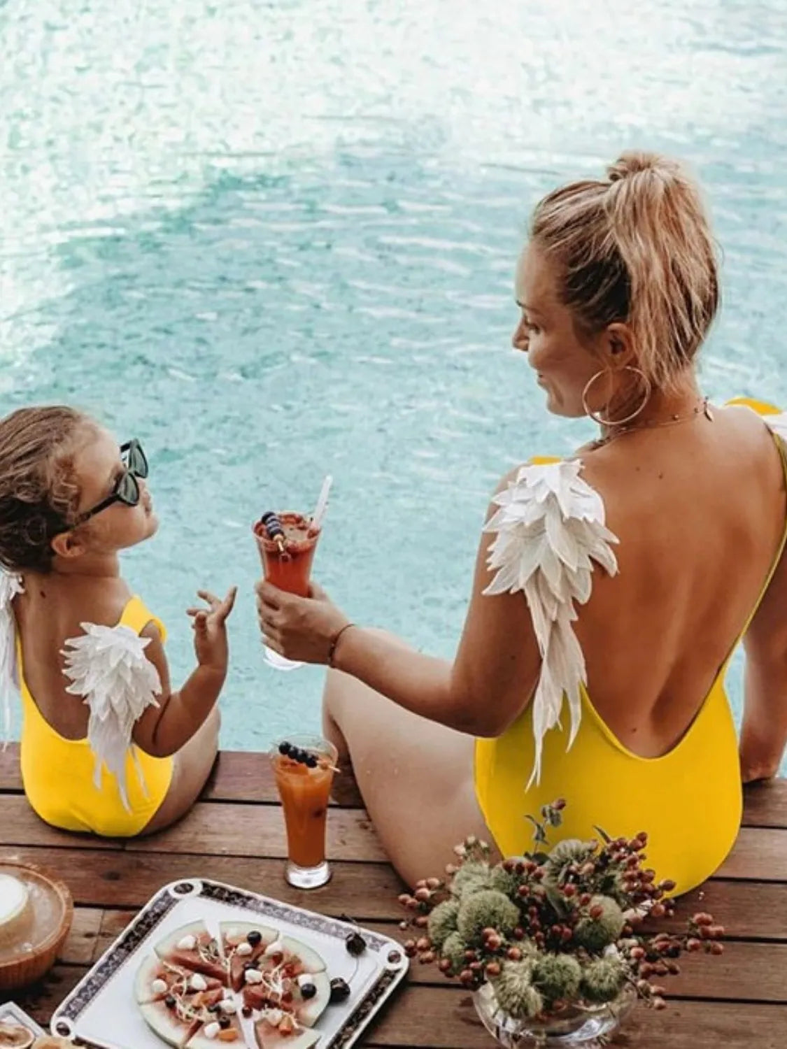Backless Wide Strap Parent-Child Swimwear